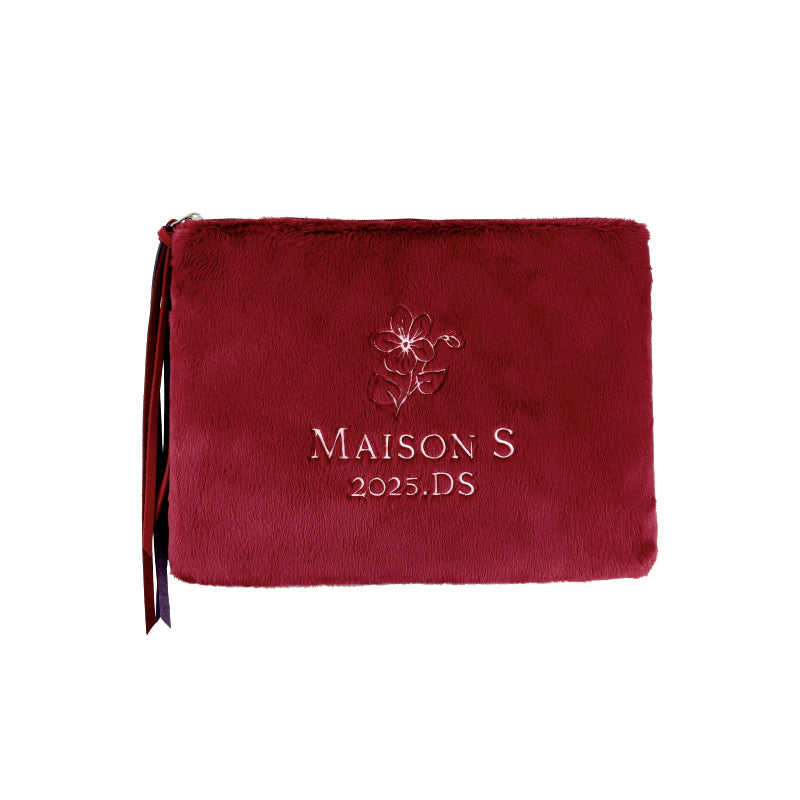 フェイクファーポーチ（ボルドー）